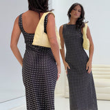 Orizelle | Polka Dot Sleeveless Midi Dress