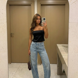 High Waist Straight Leg Classic Denim Jeans