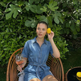 Denim Short Sleeve Belted Button Playsuit
