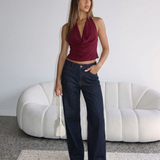 High Waist Classic Dark Wash Straight Leg Jeans