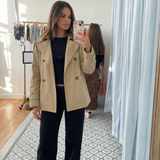 Double Breasted Cropped Trench Jacket with Belt