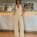 Elegant Halter Wide Leg Jumpsuit Minimalist Style