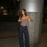 High Waist Dark Wash Wide Leg Denim Jeans