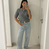 Women Button Front Knit Cardigan Short Sleeve Sweater