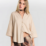 Oversized Relaxed Fit Button Up Shirt for Women