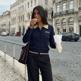 Women Collared Knit Sweater Casual Elegant Pullover