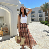 Plaid A Line Maxi Skirt High Waist Casual Elegant Style