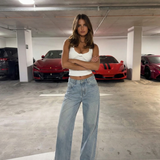 High Waist Light Wash Wide Leg Denim Jeans