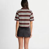 Retro Striped Short Sleeve Women Polo Shirt