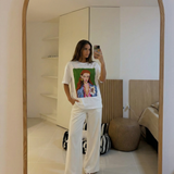 Oversized Graphic T Shirt with Artistic Portrait Print