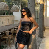 Textured Ruffle Mini Skirt Elegant Party Style