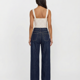 High Waist Classic Cropped Wide Leg Denim Jeans