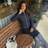Zip Up Jacket and Straight Leg Pants Casual Lounge Outfit