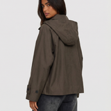 Hooded Utility Jacket with Button Front and Relaxed Fit