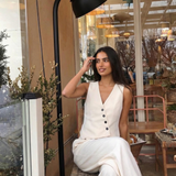 Tailored Vest Style Wide Leg Jumpsuit Elegant