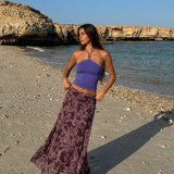 Boho Floral Maxi Skirt Flowy High Waist Beach Style