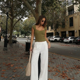 Ribbed Knit Cap Sleeve Top with Square Neck