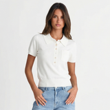 Classic Short Sleeve Button Polo Shirt for Women