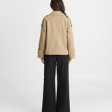 Double Breasted Cropped Trench Jacket with Belt