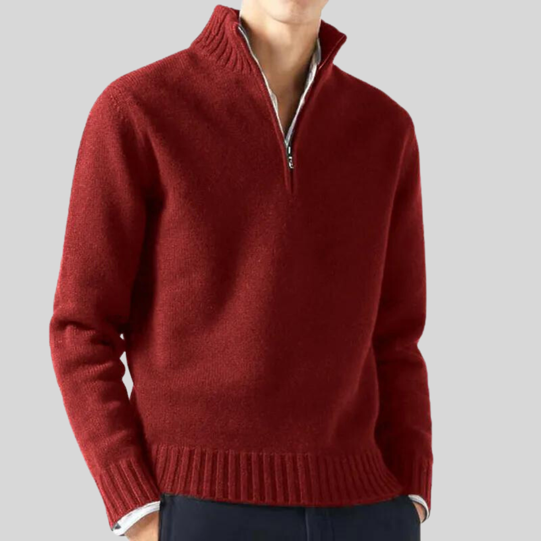 Orizelle | Men’s Luxury Half-Zip Sweater – Warm Wool Blend & Timeless Style