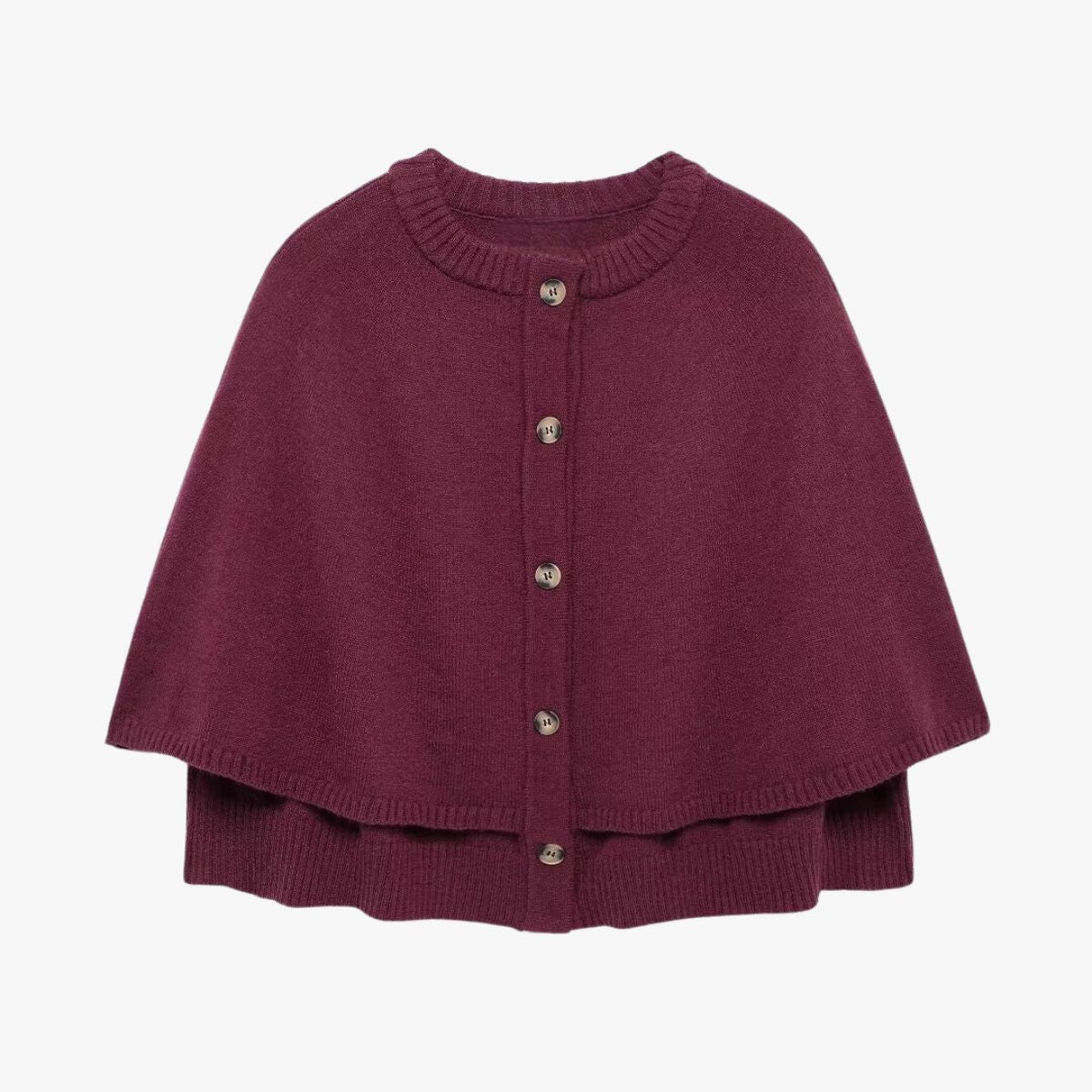 Button-Front Short Cape Cardigan