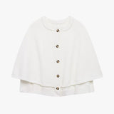 Button-Front Short Cape Cardigan