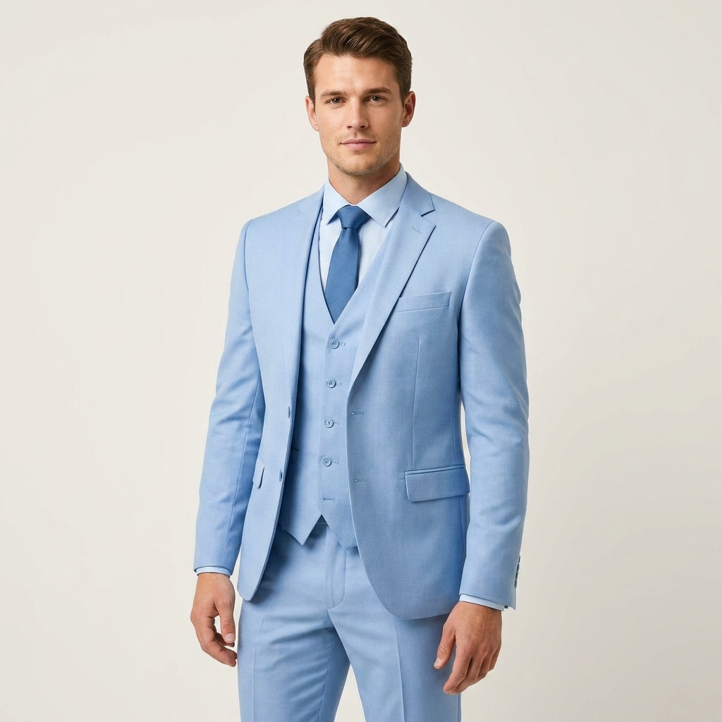 Orizelle | Men's 3-Piece Suit Slim Fit Notch Lapel Wedding Business Blazer Waistcoat Trousers Set