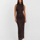 Ruched Velvet Maxi Dress Sleeveless Evening Dress