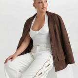 Oversized Faux Leather Relaxed Blazer