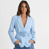 Floral Belt Tailored Blazer
