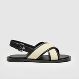 Canvas & Leather Crossover Sandals