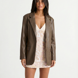 Oversized Faux Leather Tailored Blazer