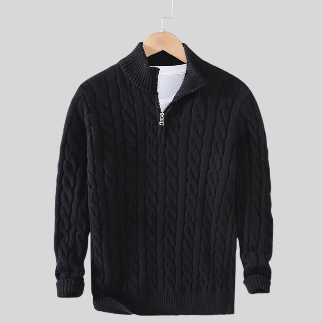 Orizelle | Men’s Cable Knit Half-Zip Sweater – Breathable Cotton & Timeless Style