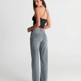 High Waist Light Wash Straight Leg Denim Jeans