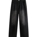 High Waist Wide Leg Faded Denim Jeans