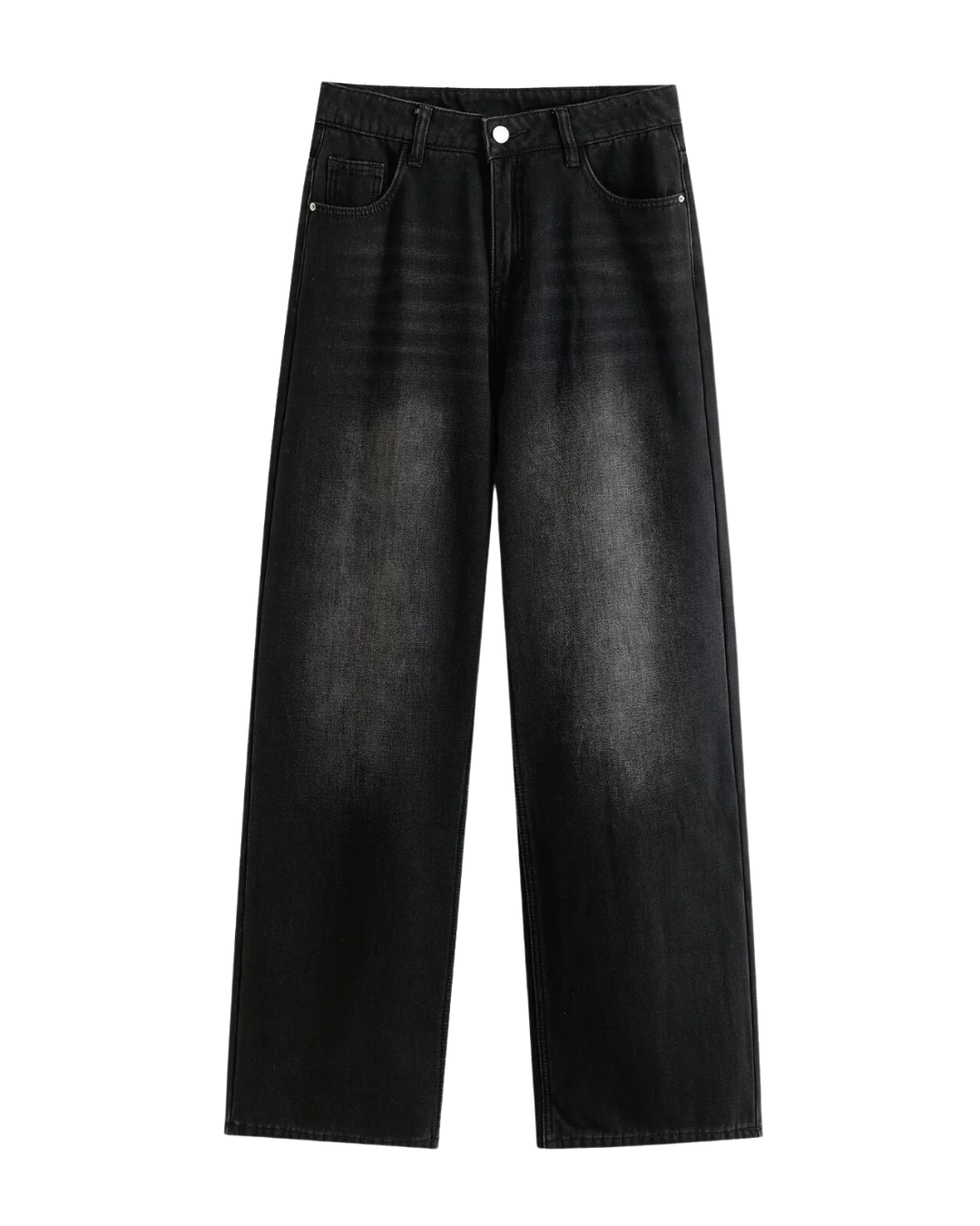 High Waist Wide Leg Faded Denim Jeans