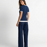 Fitted Crew Neck Contrast Trim T Shirt for Everyday Style
