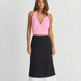 Elegant Two Layer Midi Skirt Flowy High Waist Style