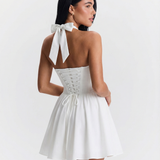 Women Elegant Halter Mini Dress Open Back Summer Dress