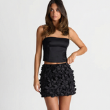 Textured Ruffle Mini Skirt Elegant Party Style