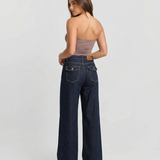 High Waist Dark Wash Wide Leg Denim Jeans