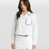 Classic Button Up Shirt with Contrast Pocket Trim