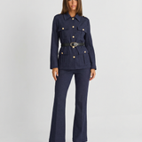 Double Breasted Military Style Blazer and Pants Set