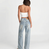 High Waist Light Wash Wide Leg Denim Jeans