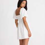 Square Neck Puff Sleeve Mini Dress with Flowy Silhouette