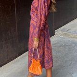 Orizelle | Printed Twist-Front Midi Dress