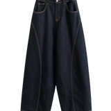 High Waist Wide Leg Dark Wash Denim Jeans