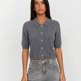 Women Button Front Knit Cardigan Short Sleeve Sweater