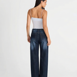 High Waist Wide Leg Faded Denim Jeans