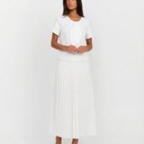 Pleated Maxi Skirt and Short Sleeve Top Two Piece Set